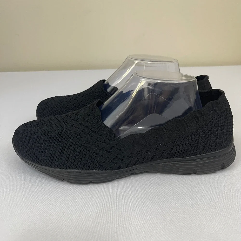 Skechers Seager Stat Womens 9 Black Knit Slip‎ On Casual Comfort Shoes 49481W
